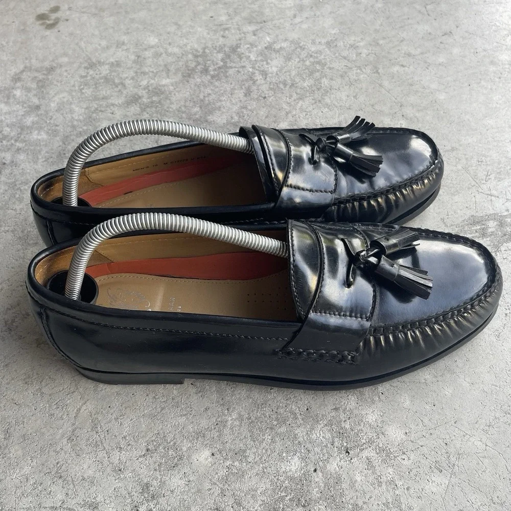Cole Haan Black Leather Tassel Loafers Mens Size 10
